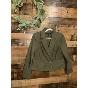 White House Black Market Green Cropped Tailored Jacket, size 14